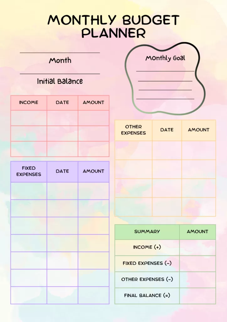 Monthly Budget Planner 4
