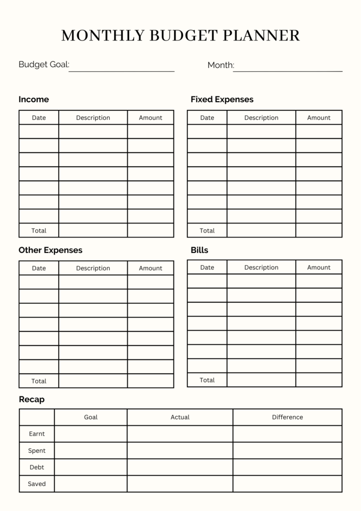 Monthly Budget Planner 5