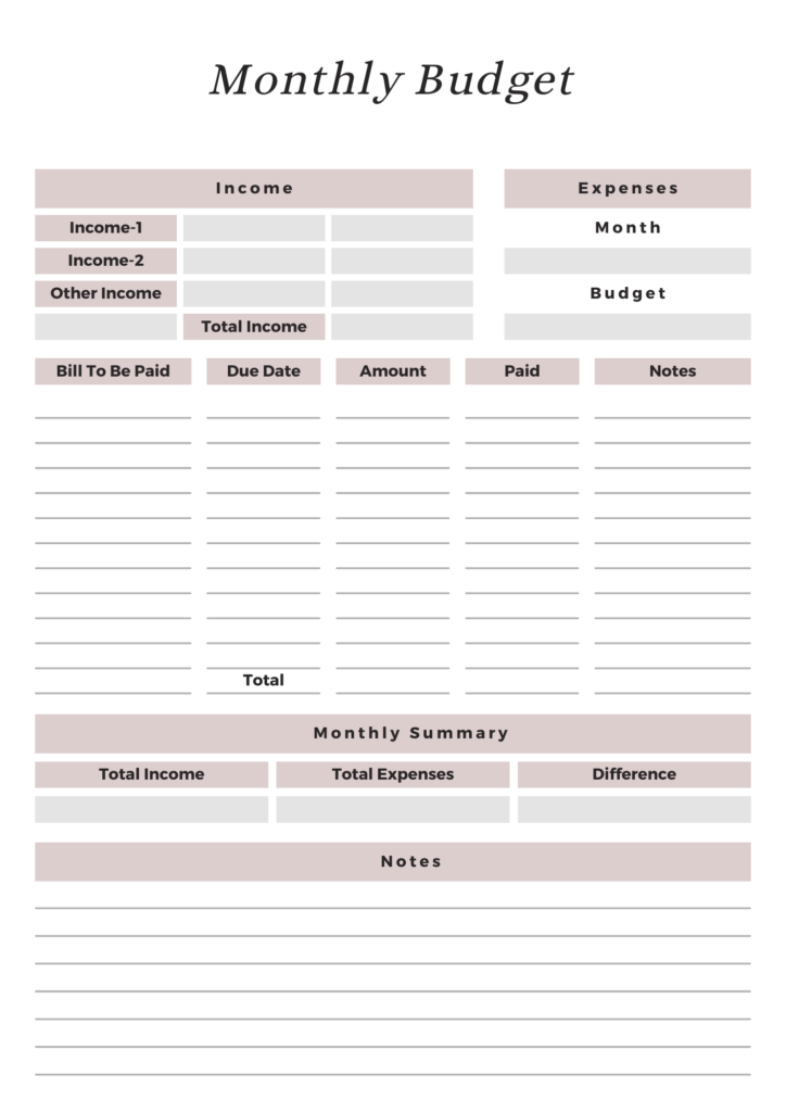 Monthly Budget Planner 7