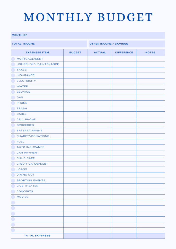 Monthly Budget Planner 8
